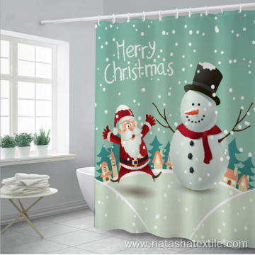 Christmas digital prinitng non-perforated shower curtain